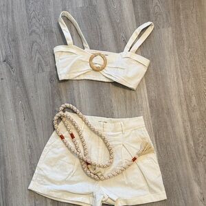Main Strip Cream Crop Top